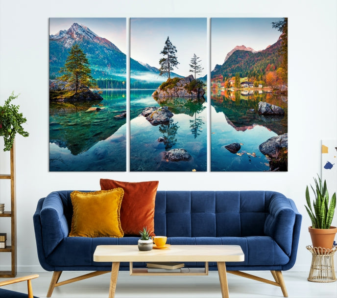 Arte de pared relajante Lago y montaña Arte de pared grande Impresión en lienzo