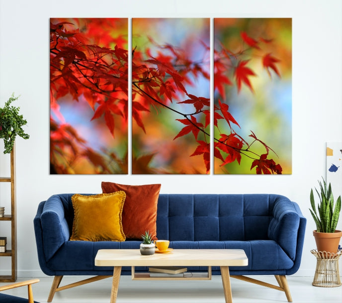 Red Leave Wall Art Canvas Print