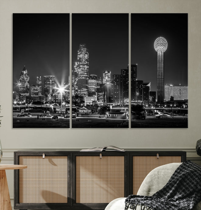 Impresión de lienzo de la ciudad de Dallas, Skyline de Dallas, Arte de la pared de Dallas, Dallas Texas, Impresión de lienzo, Lienzo de Dallas, Arte de Dallas, Impresión de lienzo de Dallas,