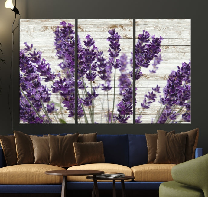 Lienzo decorativo para pared grande con hierba de lavanda