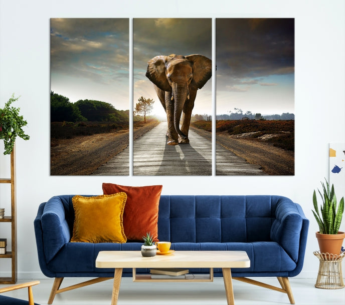 Big Wild Elephant Wall Art Canvas Print