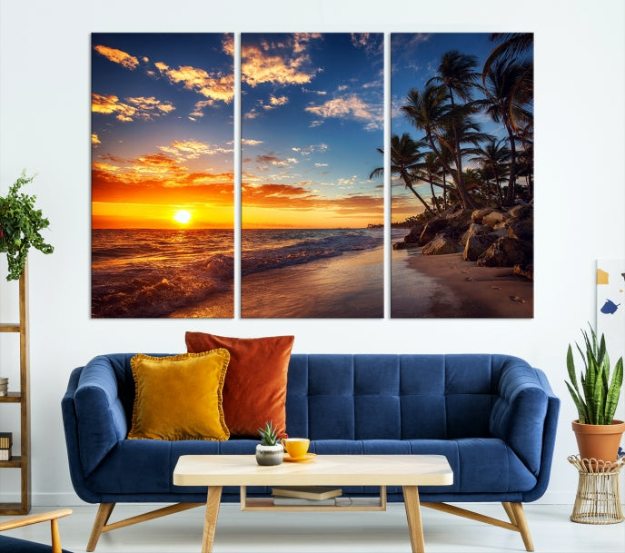 Tropical Island Wall Art Canvas Print Sunset Artwork Print