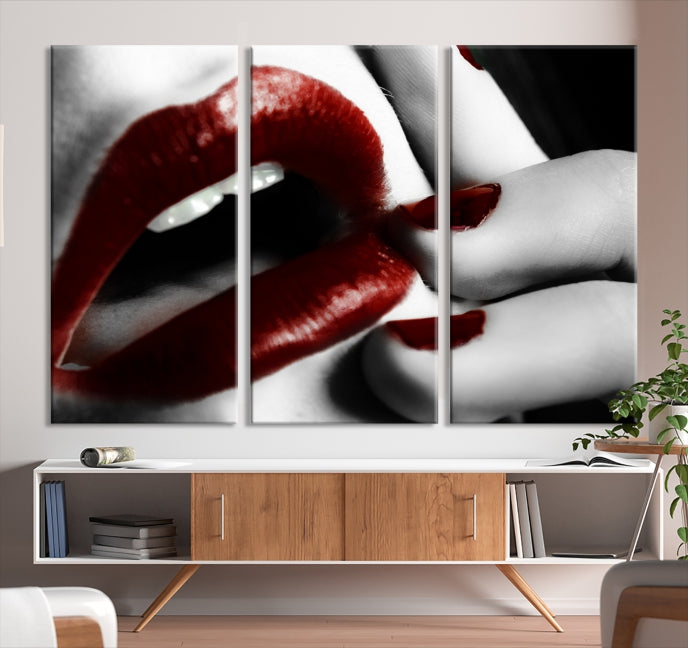 Red Lips and Women Canvas Print