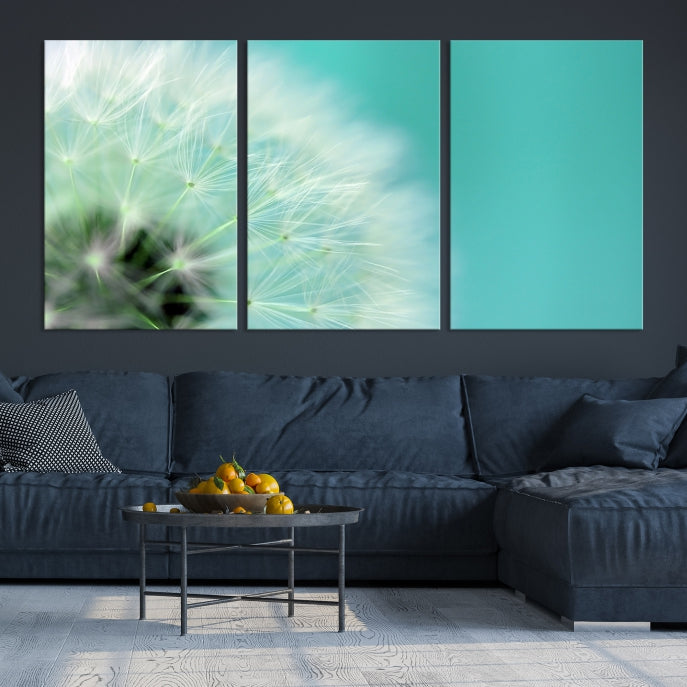 DANDELION Flower Wall Art Canvas Print, Canvas Dandelion Floral Wall Art,