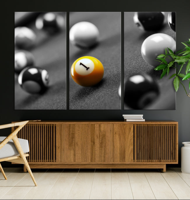 Wall Art Pool Table and Balls Canvas Print