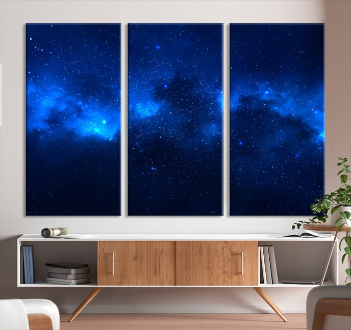 Nebulosa azul Nubes Arte de pared grande Cielo nocturno Estrellas Lienzo