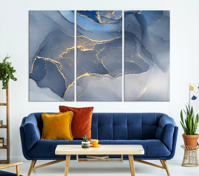 Blue Wall Art Abstract Canvas Wall Art Print