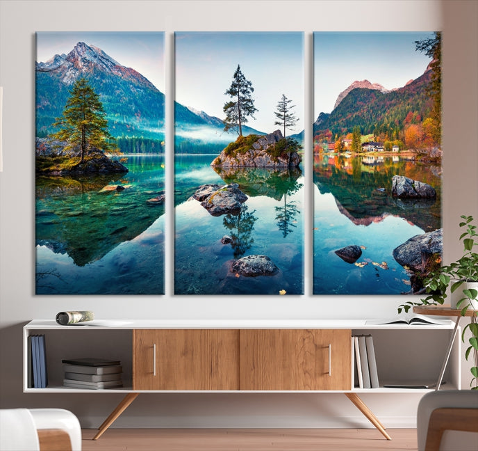 Arte de pared relajante Lago y montaña Arte de pared grande Impresión en lienzo