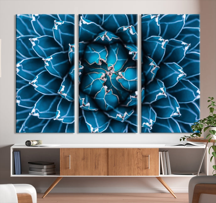 Impresión en lienzo de arte de pared grande con flor de agave azul Éxito