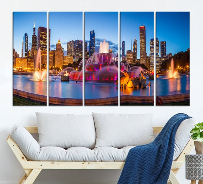 Chicago Wall Art Canvas Print Chicago City Night Canvas Print