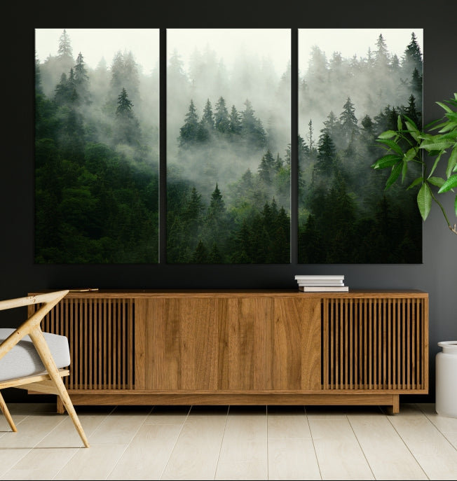 Lienzo decorativo para pared grande con bosque verde