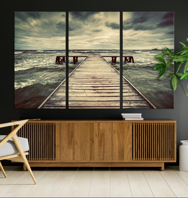 Vintage Wood Bridge Wall Art Canvas Print