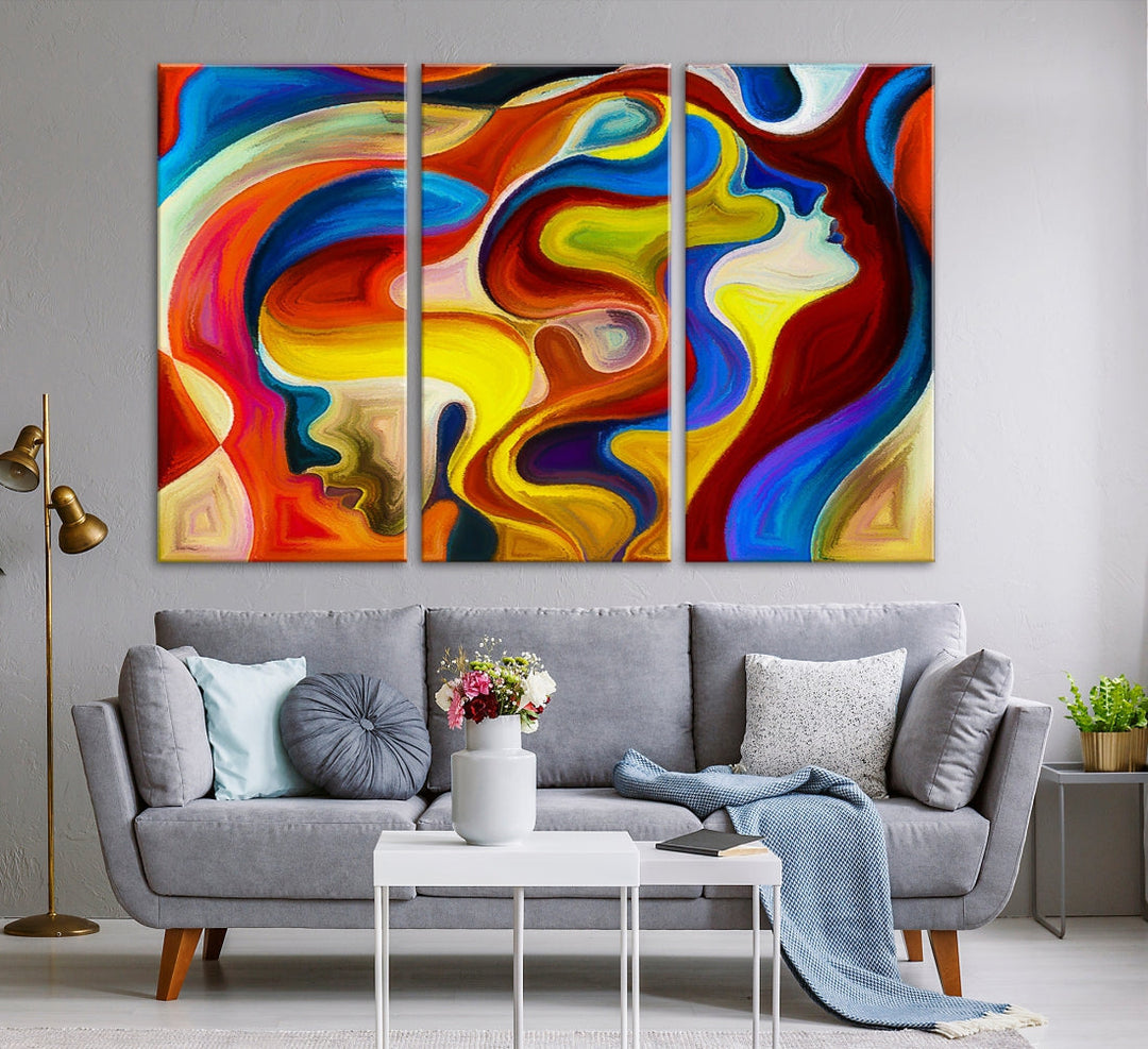 Colorful Abstract Human Figure Wall Art Canvas Print