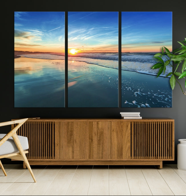 Blue Sky and Beach Wall Art Canvas Print