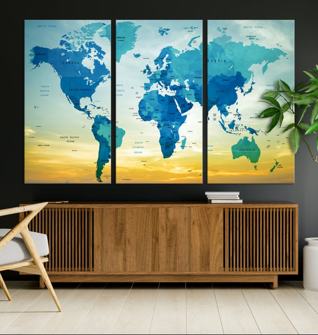 Wall Art World Map Canvas Print