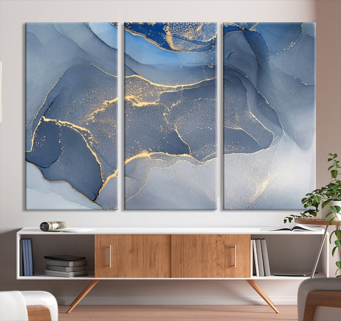 Blue Wall Art Abstract Canvas Wall Art Print