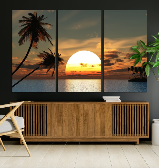 Sunset and Palms Wall Art Canvas Print