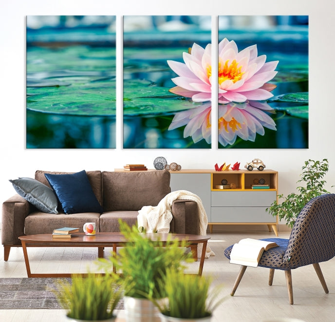 Lotus Flower Wall Art Canvas Print, Canvas Lily Flower Wall Art,