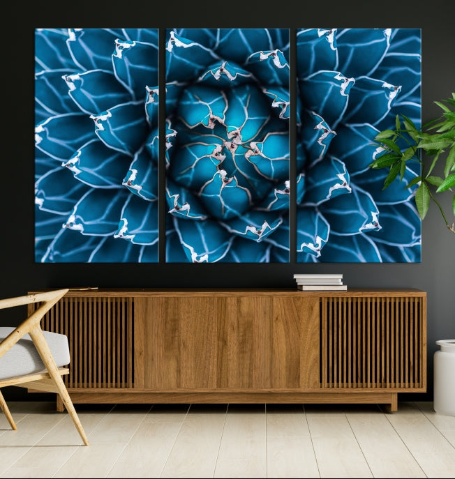 Impresión en lienzo de arte de pared grande con flor de agave azul Éxito