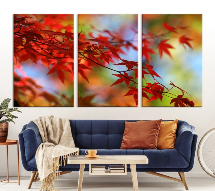 Red Leave Wall Art Canvas Print