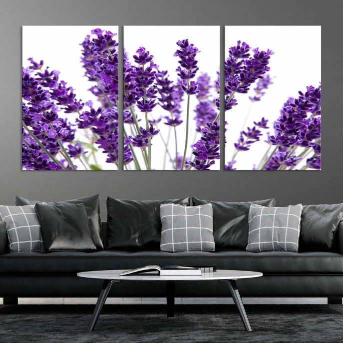 Flores de lavanda Arte de pared grande Floral Lienzo impreso