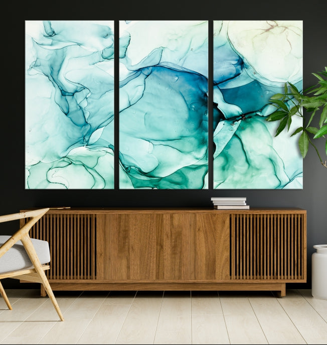 Turquoise Marble Fluid Effect Wall Art Abstract Canvas Wall Art Print