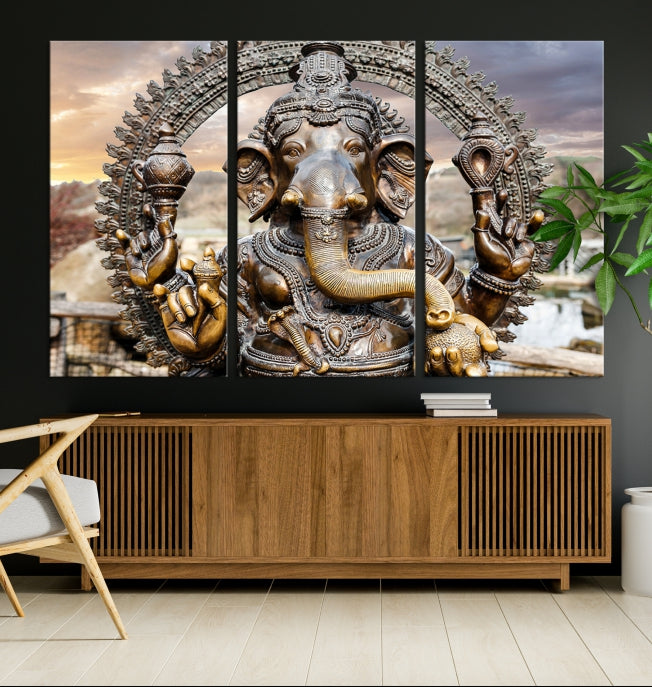 Statue of Hindu Elephant God Ganesha Wall Art Canvas Print