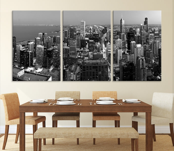 Chicago Wall Art Canvas Print Chicago City Night Canvas Print