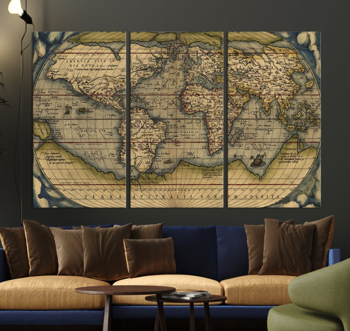 Lienzo decorativo para pared con mapa del viejo mundo, clásico, extra grande