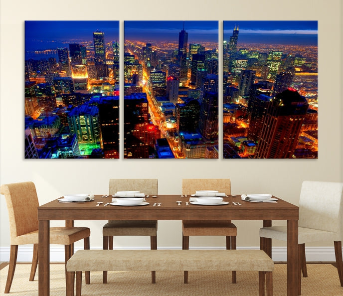 Chicago Wall Art Canvas Print Chicago City Night Canvas Print