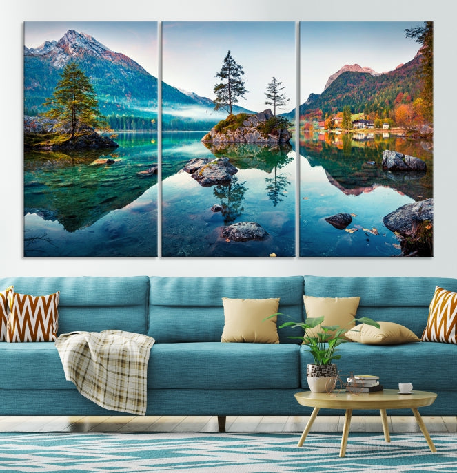 Arte de pared relajante Lago y montaña Arte de pared grande Impresión en lienzo