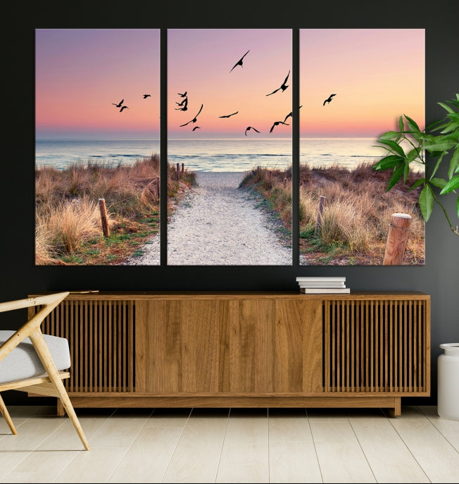 Sunset and Ocean Wall Art Canvas Print