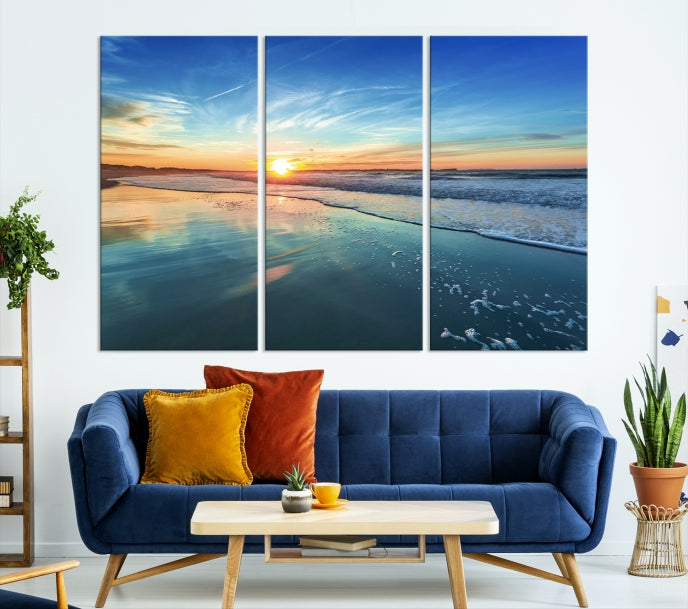 Arte de pared de cielo azul y playa Lienzo