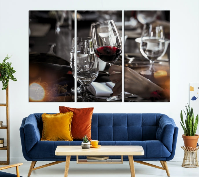 Vin rouge et verre Impression sur toile