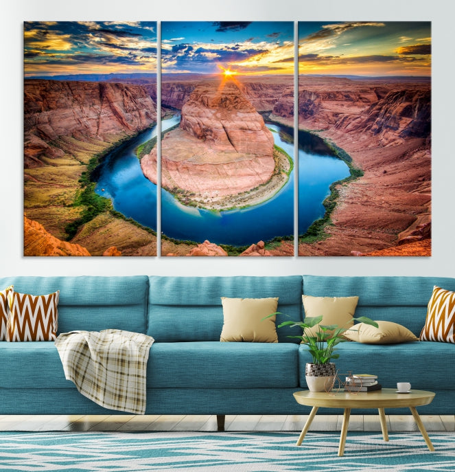 Coucher de soleil sur le Horseshoe Bend Grand Canyon Nal Park Wall Art Impression sur toile