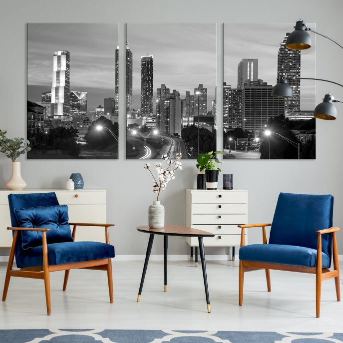 Atlanta City Black and White Wall Art