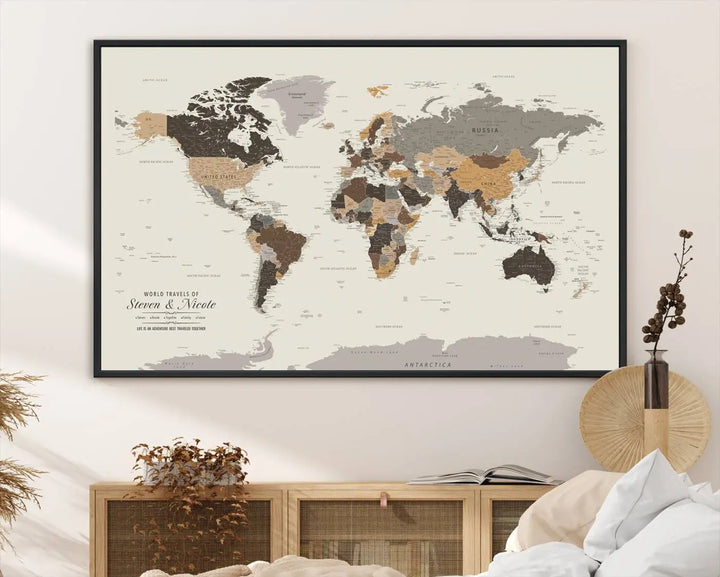 Personalized World Map Wall Art Canvas Print - Personalized World Map Wall Art, Customize Wall Art Map Print