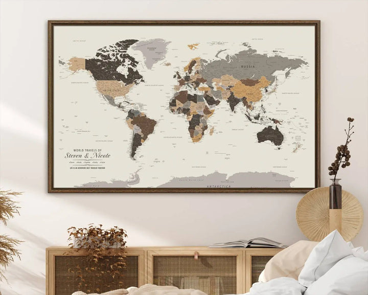 Personalized World Map Wall Art Canvas Print - Personalized World Map Wall Art, Customize Wall Art Map Print