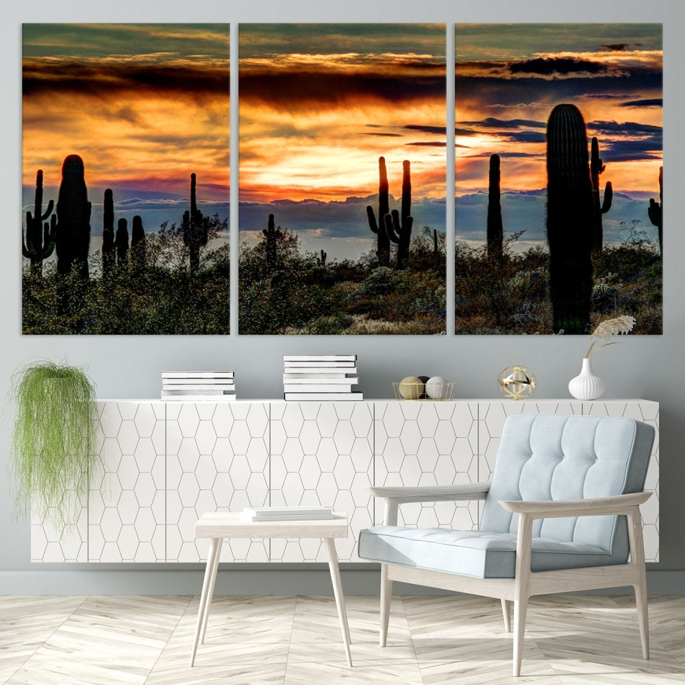 Enhance your living room with the Phoenix Arizona Desert Canvas Wall Art Print, featuring cactus-themed designs on museum-quality canvas. Enjoy hand-assembled pieces and free shipping to add charm to your space.