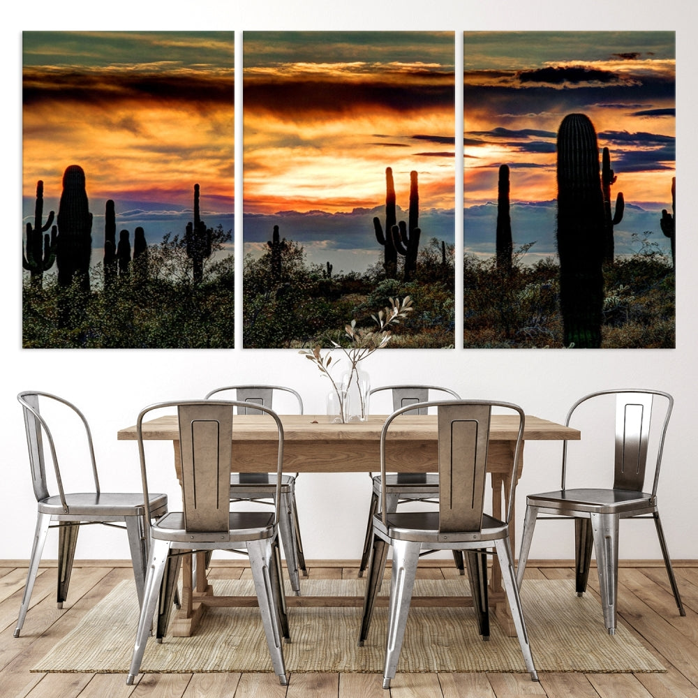 Enhance your living room with the Phoenix Arizona Desert Canvas Wall Art Print, featuring cactus-themed designs on museum-quality canvas. Enjoy hand-assembled pieces and free shipping to add charm to your space.