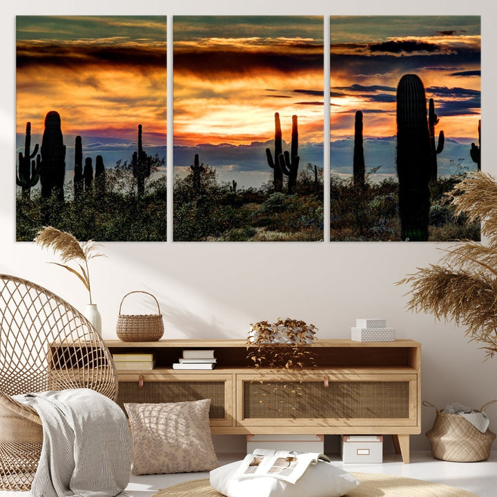 Enhance your living room with the Phoenix Arizona Desert Canvas Wall Art Print, featuring cactus-themed designs on museum-quality canvas. Enjoy hand-assembled pieces and free shipping to add charm to your space.