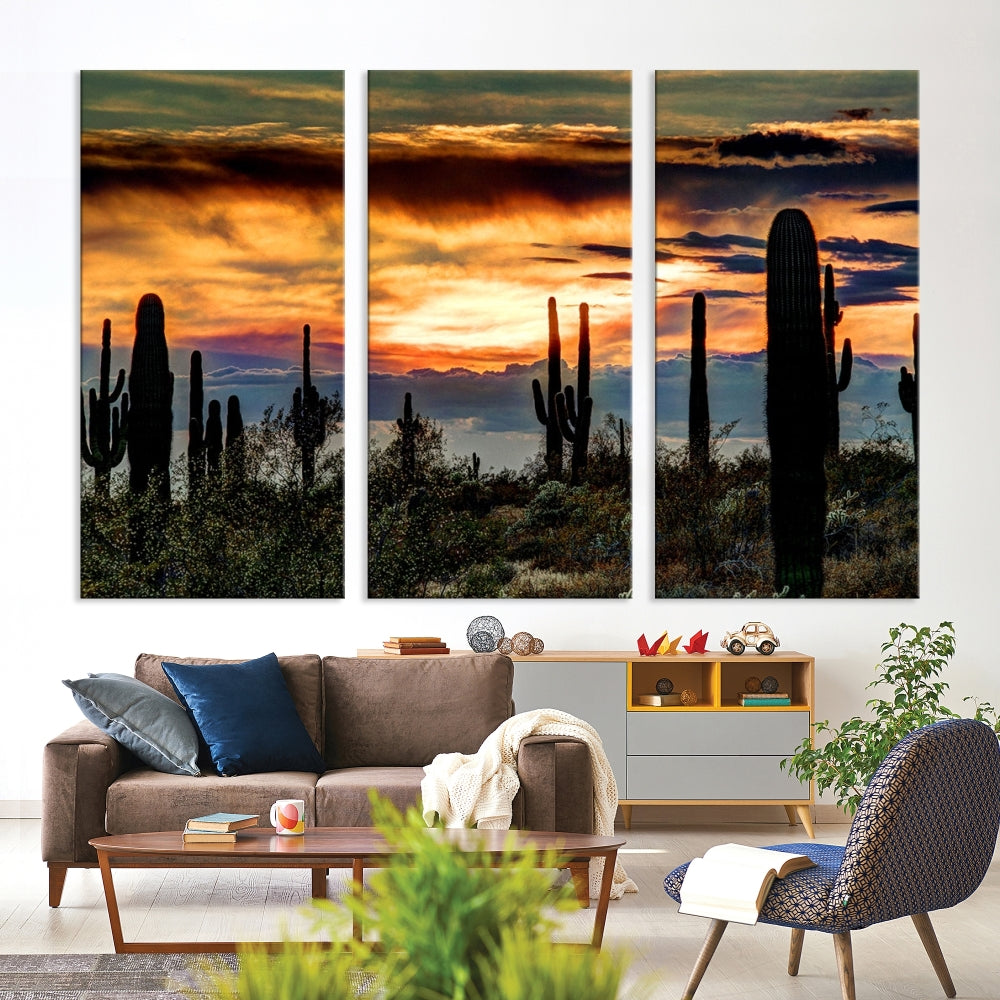 Enhance your living room with the Phoenix Arizona Desert Canvas Wall Art Print, featuring cactus-themed designs on museum-quality canvas. Enjoy hand-assembled pieces and free shipping to add charm to your space.