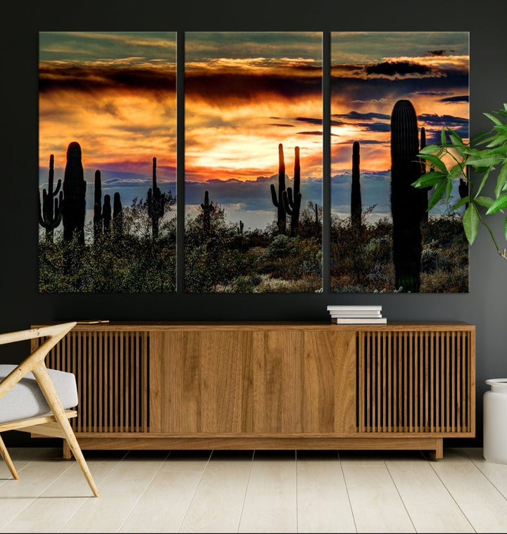 Enhance your living room with the Phoenix Arizona Desert Canvas Wall Art Print, featuring cactus-themed designs on museum-quality canvas. Enjoy hand-assembled pieces and free shipping to add charm to your space.