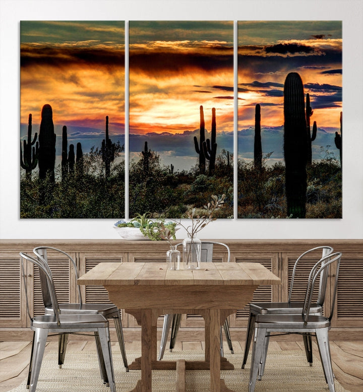 Enhance your living room with the Phoenix Arizona Desert Canvas Wall Art Print, featuring cactus-themed designs on museum-quality canvas. Enjoy hand-assembled pieces and free shipping to add charm to your space.