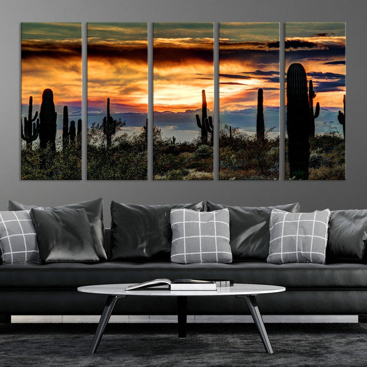 Enhance your living room with the Phoenix Arizona Desert Canvas Wall Art Print, featuring cactus-themed designs on museum-quality canvas. Enjoy hand-assembled pieces and free shipping to add charm to your space.