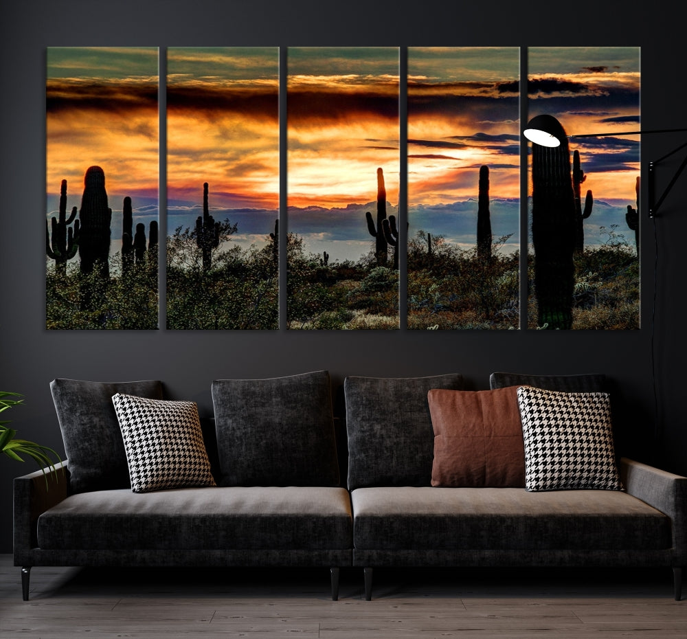 Enhance your living room with the Phoenix Arizona Desert Canvas Wall Art Print, featuring cactus-themed designs on museum-quality canvas. Enjoy hand-assembled pieces and free shipping to add charm to your space.