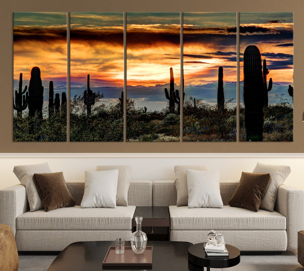 Enhance your living room with the Phoenix Arizona Desert Canvas Wall Art Print, featuring cactus-themed designs on museum-quality canvas. Enjoy hand-assembled pieces and free shipping to add charm to your space.