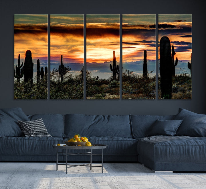 Enhance your living room with the Phoenix Arizona Desert Canvas Wall Art Print, featuring cactus-themed designs on museum-quality canvas. Enjoy hand-assembled pieces and free shipping to add charm to your space.