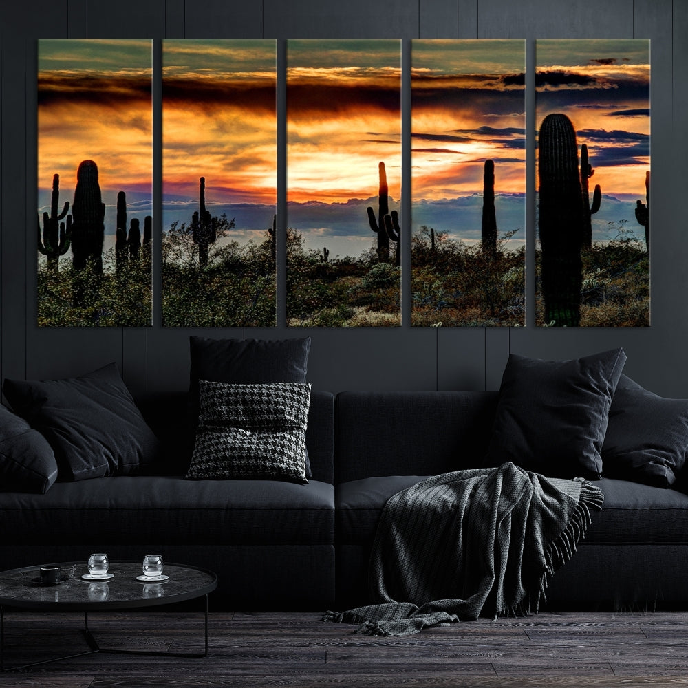 Enhance your living room with the Phoenix Arizona Desert Canvas Wall Art Print, featuring cactus-themed designs on museum-quality canvas. Enjoy hand-assembled pieces and free shipping to add charm to your space.