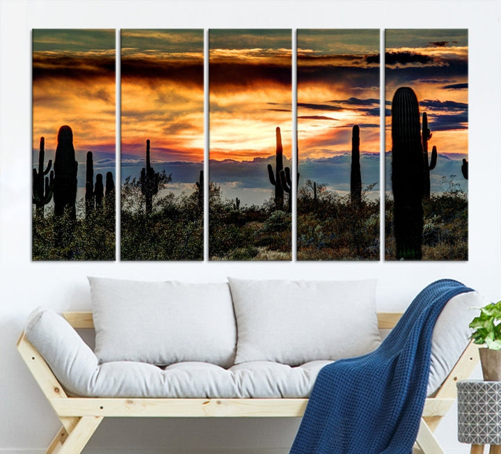 Enhance your living room with the Phoenix Arizona Desert Canvas Wall Art Print, featuring cactus-themed designs on museum-quality canvas. Enjoy hand-assembled pieces and free shipping to add charm to your space.